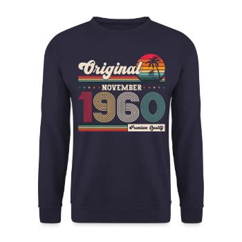 63e anniversaire Vintage Novembre Vintage des années 1960 - Sweat-shirt Unisexe - marine - Devant - Alina (178cm) & Michal (187cm)