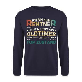 Rentner Rentnerin Rente 2024 Geschenk Ruhestand - Unisex Pullover - Navy - Vorne - Alina (178cm) & Michal (187cm)
