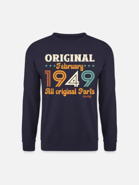 75. Geburtstag Original Februar Jahrgang 1949 - Unisex Pullover - Navy