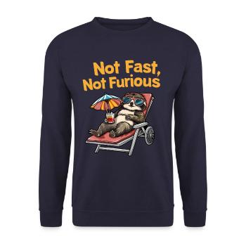 Not Fast Not Furious Sloth - Unisex Sweatshirt - navy - Front - Alina (178cm) & Michal (187cm)