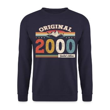 24. Geburtstag Baujahr 2000 Jahrgang 2000 Original - Unisex Pullover - Navy - Vorne - Alina (178cm) & Michal (187cm)