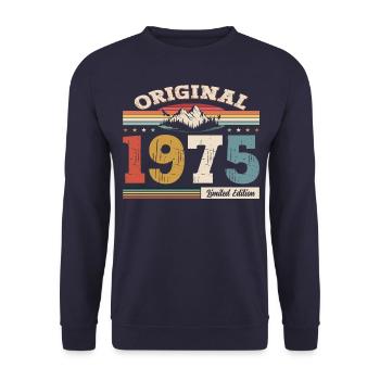 50ème Anniversaire Année 1975 Cru 1975 Original - Sweat-shirt Unisexe - marine - Devant - Alina (178cm) & Michal (187cm)