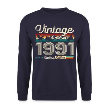 33rd Birthday Legend Vintage 1991 Vintage 91 - Unisex Sweatshirt - navy - Front - Alina (178cm) & Michal (187cm)
