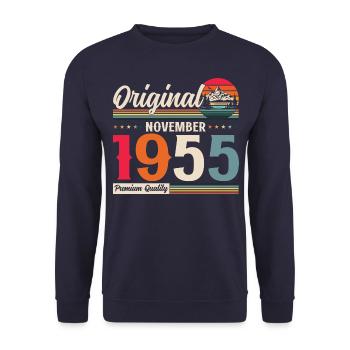 70. Geburtstag Legende November 1955 Jahrgang 55 - Unisex Pullover - Navy - Vorne - Alina (178cm) & Michal (187cm)