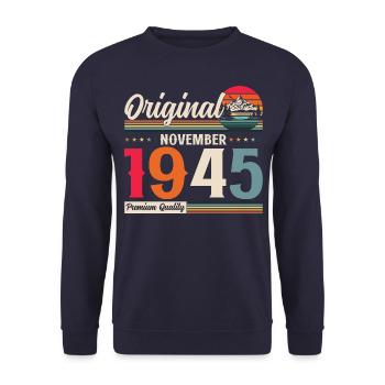 80e anniversaire Légende Novembre 1945 Volume 45 - Sweat-shirt Unisexe - marine - Devant - Alina (178cm) & Michal (187cm)