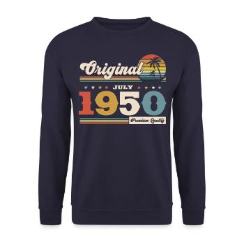 75ème Anniversaire Original Juillet Millésime 1950 - Sweat-shirt Unisexe - marine - Devant - Alina (178cm) & Michal (187cm)