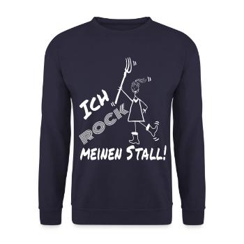 Frau Mistgabel Stall witzig - Unisex Pullover - Navy - Vorne - Alina (178cm) & Michal (187cm)