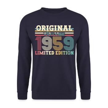Original 1959 Jahrgang 1959 65. Geburtstag 1959 - Unisex Pullover - Navy - Vorne - Alina (178cm) & Michal (187cm)
