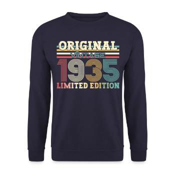 Original 1935 Jahrgang 1935 Geburtstag 1935 - Unisex Pullover - Navy - Vorne - Alina (178cm) & Michal (187cm)