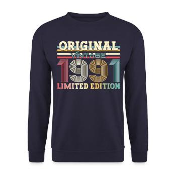 Original 1991 Millésime 1991 Anniversaire 1991 - Sweat-shirt Unisexe - marine - Devant - Alina (178cm) & Michal (187cm)