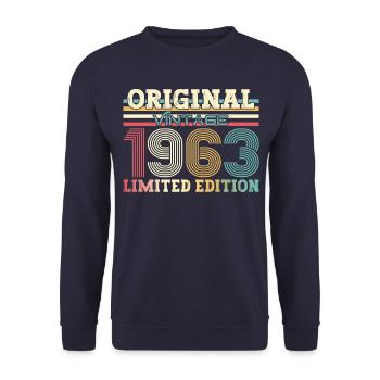 Original 1963 Jahrgang 1963 Geburtstag 1963 - Unisex Pullover - Navy - Vorne - Alina (178cm) & Michal (187cm)