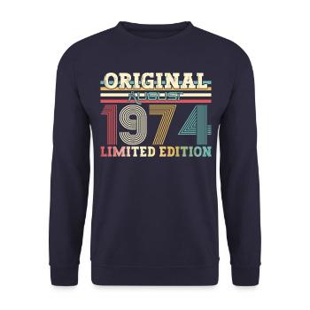 50e anniversaire Original août 1974 Né en 1974 - Sweat-shirt Unisexe - marine - Devant - Alina (178cm) & Michal (187cm)