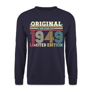 75th Birthday Original August 1949 Born 1949 - Unisex Sweatshirt - navy - Front - Alina (178cm) & Michal (187cm)