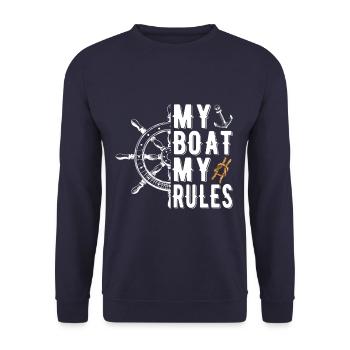My Boat my Rules Captain - Unisex Sweatshirt - navy - Front - Alina (178cm) & Michal (187cm)