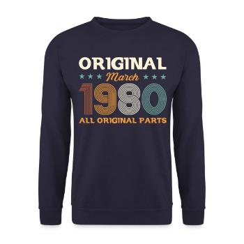 45ème anniversaire cadeau mari Original mars 1980 - Sweat-shirt Unisexe - marine - Devant - Alina (178cm) & Michal (187cm)