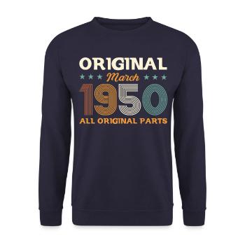 75th Birthday Gift Husband Original March 1950 - Unisex Sweatshirt - navy - Front - Alina (178cm) & Michal (187cm)
