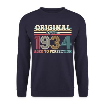 90e anniversaire Original avril né 1934 - Sweat-shirt Unisexe - marine - Devant - Alina (178cm) & Michal (187cm)