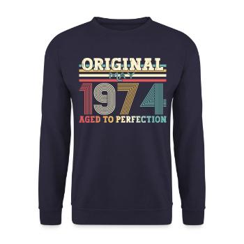 Original mai 1974 Vintage 1974 anniversaire 1974 - Sweat-shirt Unisexe - marine - Devant - Alina (178cm) & Michal (187cm)