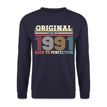 Original Mai 1991 Vintage 1991 Anniversaire 1991 - Sweat-shirt Unisexe - marine - Devant - Alina (178cm) & Michal (187cm)