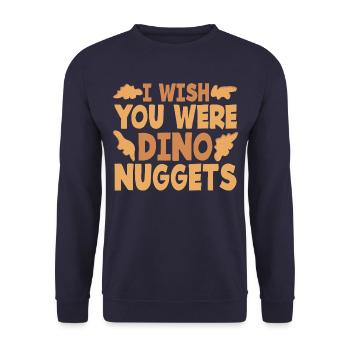 Nuggets de poulet - Drôle de pépite de dinosaure Meme - Sweat-shirt Unisexe - marine - Devant - Alina (178cm) & Michal (187cm)