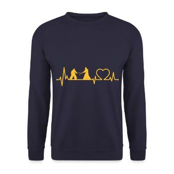 Aikido Herzschlag - Unisex Pullover - Navy - Vorne - Alina (178cm) & Michal (187cm)
