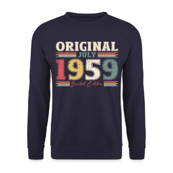 65th Birthday, Born 1959 ORIGINAL 1959 - Unisex Sweatshirt - navy - Front - Alina (178cm) & Michal (187cm)
