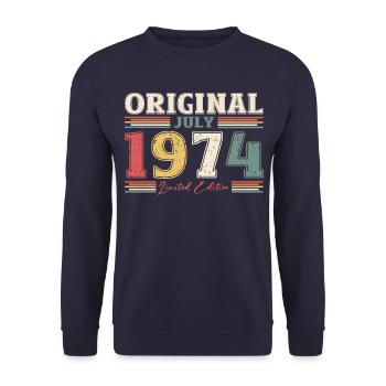 50e anniversaire Original juin 1974 Né en 1974 - Sweat-shirt Unisexe - marine - Devant - Alina (178cm) & Michal (187cm)