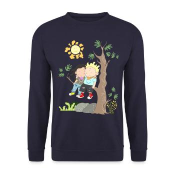big love dear couple gift shirt - Unisex Sweatshirt - navy - Front - Alina (178cm) & Michal (187cm)