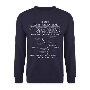 GR20 Korsika Trail Frankreich, Berglandschaft weiß - Unisex Pullover - Navy - Vorne - Alina (178cm) & Michal (187cm)