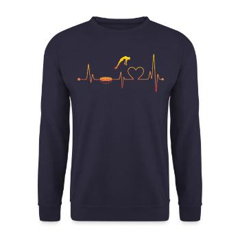 Trampolin Heartbeat - Unisex Pullover - Navy - Vorne - Alina (178cm) & Michal (187cm)