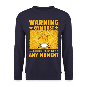Warnung: Turnerin könnte jeden Moment umkippen - Unisex Pullover - Navy - Vorne - Alina (178cm) & Michal (187cm)