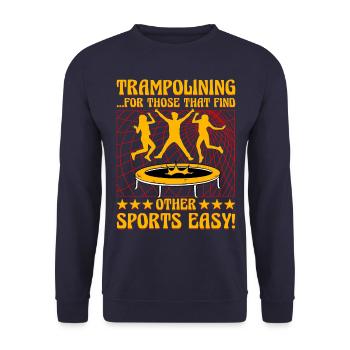 Trampolinspringen für alle, denen andere Sportarten leicht fallen - Unisex Pullover - Navy - Vorne - Alina (178cm) & Michal (187cm)