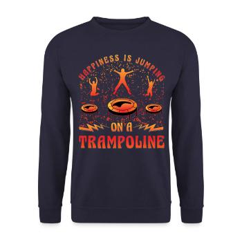 Glück ist das Springen auf einem Trampolin - Unisex Pullover - Navy - Vorne - Alina (178cm) & Michal (187cm)