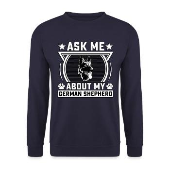 Ask me about my German Shepherd - Unisex Sweatshirt - navy - Front - Alina (178cm) & Michal (187cm)
