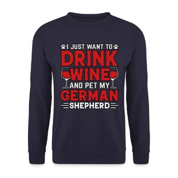 Je veux juste boire du vin et caresser mon berger - Sweat-shirt Unisexe - marine - Devant - Alina (178cm) & Michal (187cm)