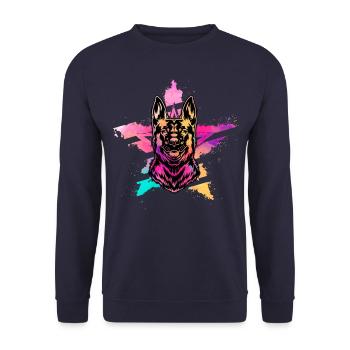 German Shepherd - Unisex Sweatshirt - navy - Front - Alina (178cm) & Michal (187cm)