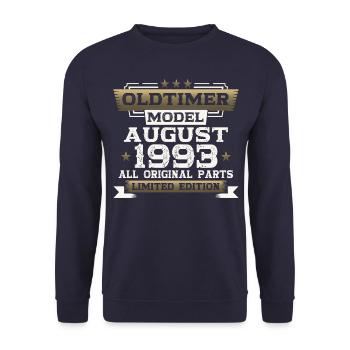 30th Birthday Man Oldtimer August Vintage 1993 - Unisex Sweatshirt - navy - Front - Alina (178cm) & Michal (187cm)