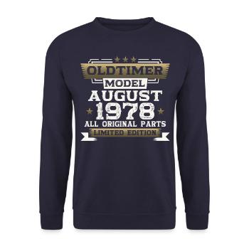45th Birthday Man Oldtimer August Vintage 1978 - Sweat-shirt Unisexe - marine - Devant - Alina (178cm) & Michal (187cm)