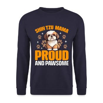 Shih Tzu mama proud and pawsome - Unisex Sweatshirt - navy - Front - Alina (178cm) & Michal (187cm)