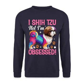 Je Shih Tzu pas je suis obsédé - Sweat-shirt Unisexe - marine - Devant - Alina (178cm) & Michal (187cm)