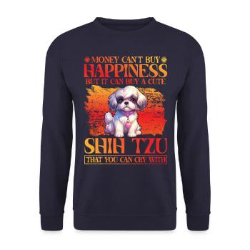 Shih Tzu Drôle de dicton - Sweat-shirt Unisexe - marine - Devant - Alina (178cm) & Michal (187cm)