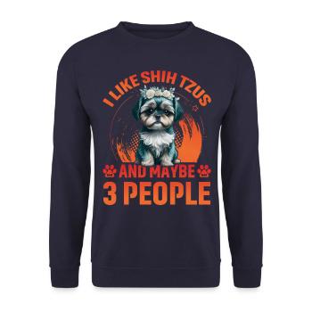 J’aime les Shih Tzus et peut-être 3 personnes - Sweat-shirt Unisexe - marine - Devant - Alina (178cm) & Michal (187cm)