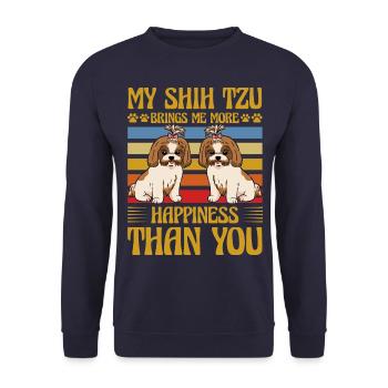 Mon Shih Tzu m’apporte plus de bonheur que toi - Sweat-shirt Unisexe - marine - Devant - Alina (178cm) & Michal (187cm)