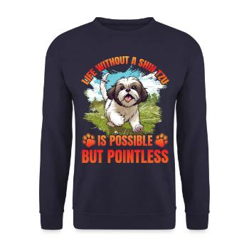 La vie sans Shih Tzu est possible mais inutile - Sweat-shirt Unisexe - marine - Devant - Alina (178cm) & Michal (187cm)