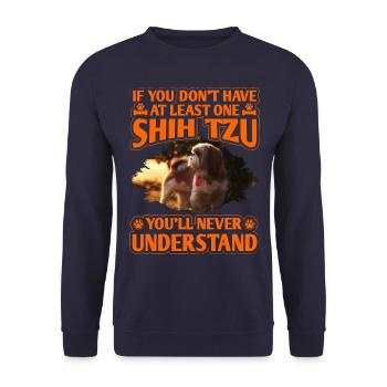 Shih Tzu - Sweat-shirt Unisexe - marine - Devant - Alina (178cm) & Michal (187cm)