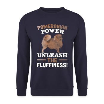 Pomeranian Power unleash the fluffiness - Unisex Pullover - Navy - Vorne - Alina (178cm) & Michal (187cm)
