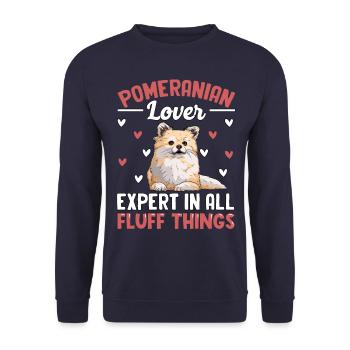 Amoureux de la Poméranie Expert en tout ce qui concerne les peluches - Sweat-shirt Unisexe - marine - Devant - Alina (178cm) & Michal (187cm)