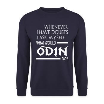What would Odin do Nordische Mythologie - Unisex Pullover - Navy - Vorne - Alina (178cm) & Michal (187cm)