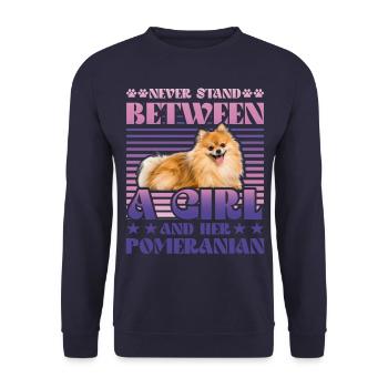 Never stand between a Girl and her Pomeranian - Unisex Sweatshirt - navy - Front - Alina (178cm) & Michal (187cm)