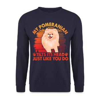 My Pomeranian tilts his head just like you do - Unisex Pullover - Navy - Vorne - Alina (178cm) & Michal (187cm)